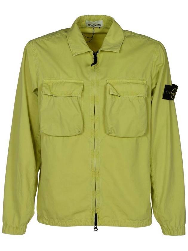 Front Pocket Wappen Patch Overshirt Zip-Up Jacket Lemon - STONE ISLAND - BALAAN 1