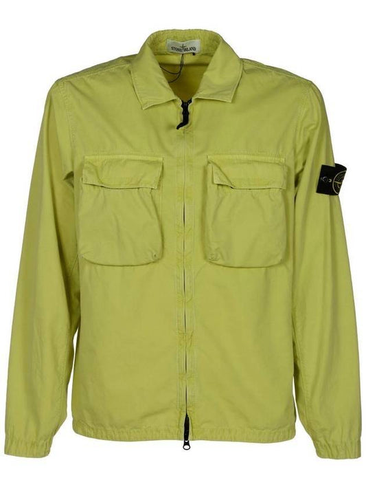 Old Effect Wappen Patch Zip-Up Shirt Jacket Lemon - STONE ISLAND - BALAAN.