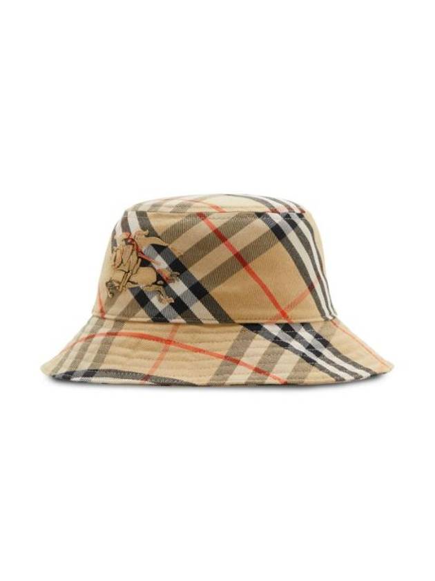 Check Cotton Blend Bucket Hat Beige - BURBERRY - BALAAN 4