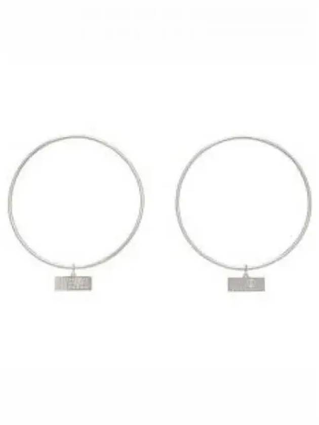 Logo Decorated Push Back Hoop Earrings Silver - MAISON MARGIELA - BALAAN 2