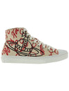 Plimsoll Logo Print Cotton High Top Sneakers Beige - VIVIENNE WESTWOOD - BALAAN 3