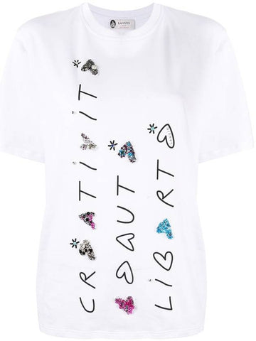 Embroidered Patch Applique T-shirt - LANVIN - BALAAN 1