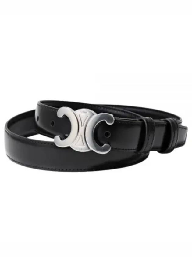 Silver Triomphe Calfskin Belt Black - CELINE - BALAAN 2