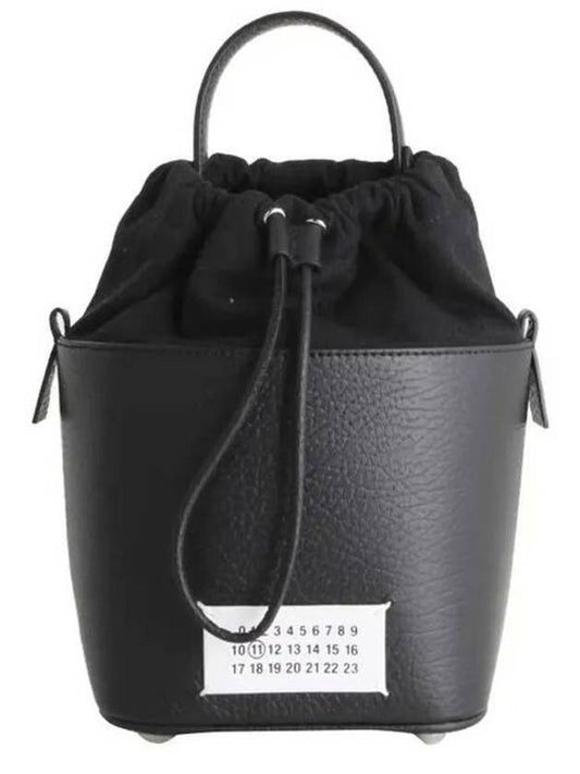 5AC Number Logo Texture Leather Bucket Bag Black - MAISON MARGIELA - BALAAN 2