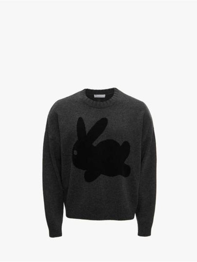 Bunny Print Wool Blend Knit Top Charcoal - JW ANDERSON - BALAAN 2