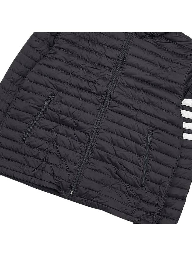 Matte Nylon 4-Bar Stripe Downfill Quilted Hoodie Padding Black - THOM BROWNE - BALAAN 8