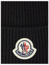 Logo Patch Wool Beanie Black 3B70500 A9342 999 - MONCLER - BALAAN 4