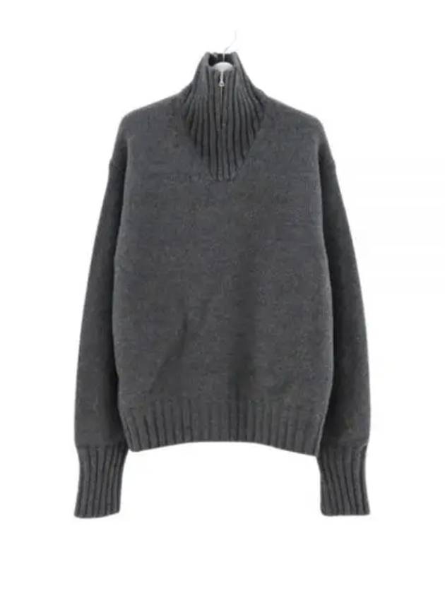 WOOL SOFT CORD KNIT HALF ZIP PO TOP CHARCOAL A24AP02FL pullover - AURALEE - BALAAN 1