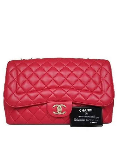 COCO Gold Logo Red Lambskin Quilted One Flap Chain Shoulder Bag - CHANEL - BALAAN 2