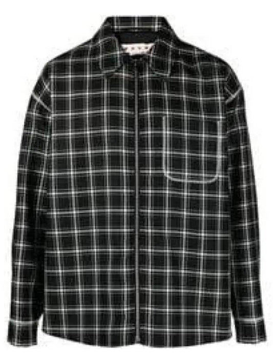Plaid Pattern Virgin Wool Shirt Jacket Black - MARNI - BALAAN 2