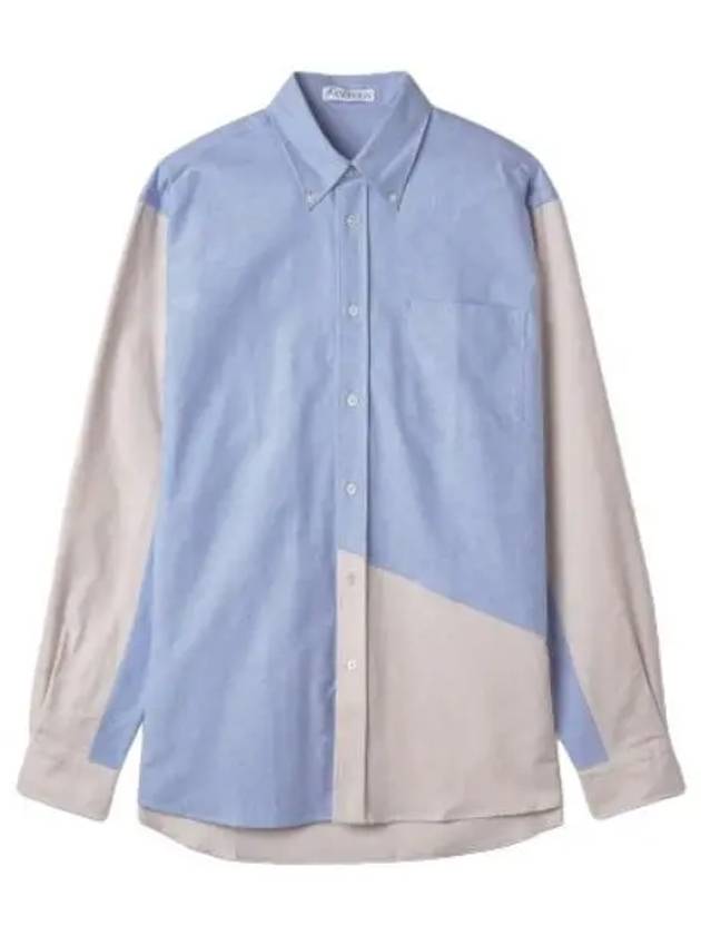 Classic fit patchwork shirt light blue off white - JW ANDERSON - BALAAN 1