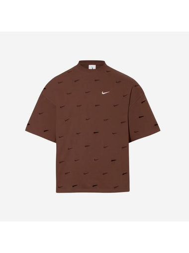 Swoosh Embroidered Short Sleeve T-Shirt Cacao Wow - NIKE - BALAAN 1