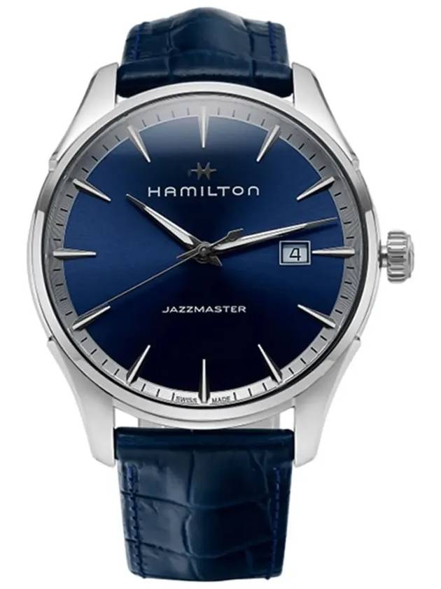 Jazzmaster Gent Quartz 40mm Leather Watch Navy - HAMILTON - BALAAN 6