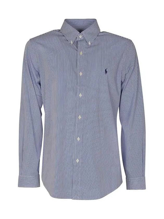 Embroidered Logo Striped Long Sleeves Shirt Blue - POLO RALPH LAUREN - BALAAN 2