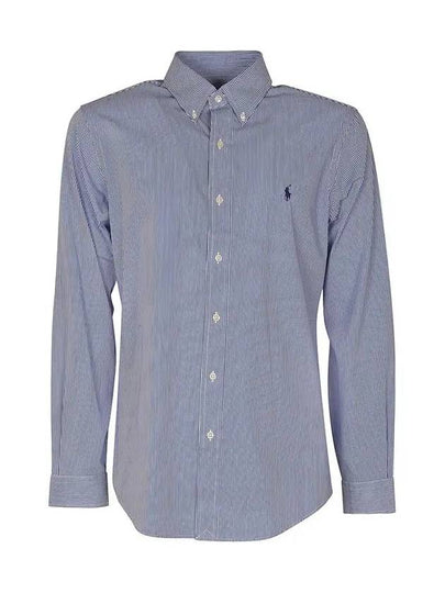 Embroidered Logo Striped Long Sleeves Shirt Blue - POLO RALPH LAUREN - BALAAN 2