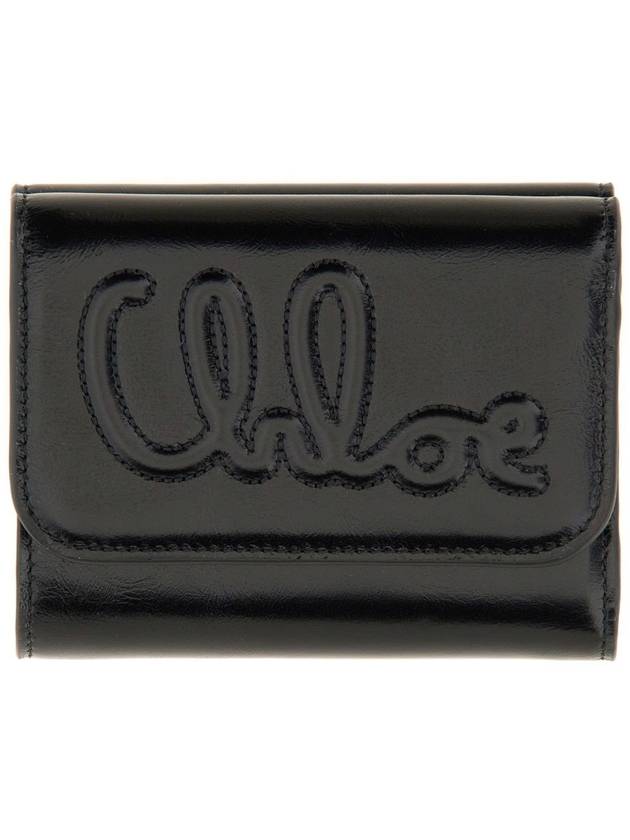 C Small Tri Fold Shiny Leather Bicycle Wallet Black - CHLOE - BALAAN 2