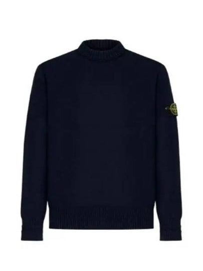 Round Neck Wappen Organic Knit Top Navy - STONE ISLAND - BALAAN 2