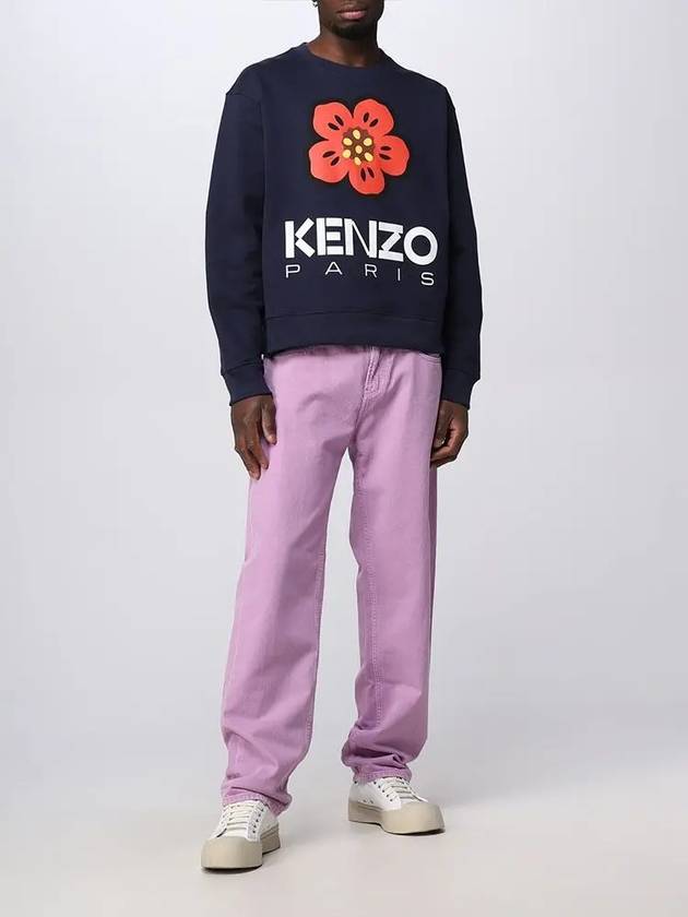 Men's Boke Flower Print Sweatshirt Blue - KENZO - BALAAN 7