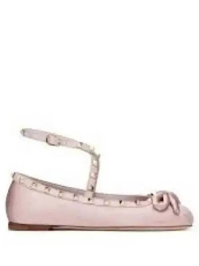 Rockstud Ankle Strap Satin Ballerina Water Lilac - VALENTINO - BALAAN 2