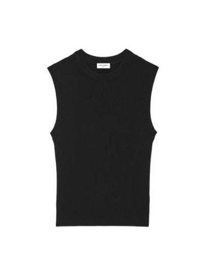 Rib Knit Sleeveless Black - SAINT LAURENT - BALAAN 2