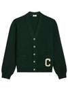 Paris Logo Patch Wool Cardigan Forest - CELINE - BALAAN 1