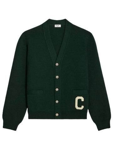 Paris Logo Patch Wool Cardigan Forest - CELINE - BALAAN 1