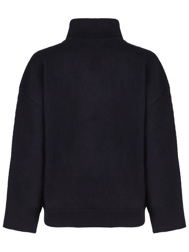 Compact Double Layer Neckline Knit Top Navy - BOTTEGA VENETA - BALAAN 3