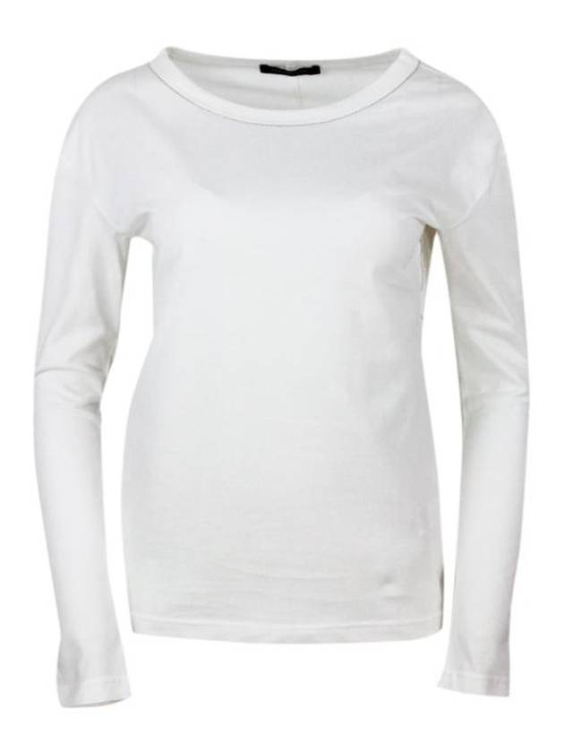 Lightweight Cotton Jersey Long Sleeve T-Shirt  White - FABIANA FILIPPI - BALAAN 1