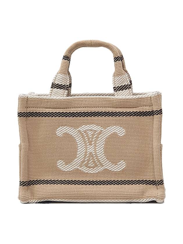 Small Cabas Thais Stripe Tote Bag Beige - CELINE - BALAAN 2