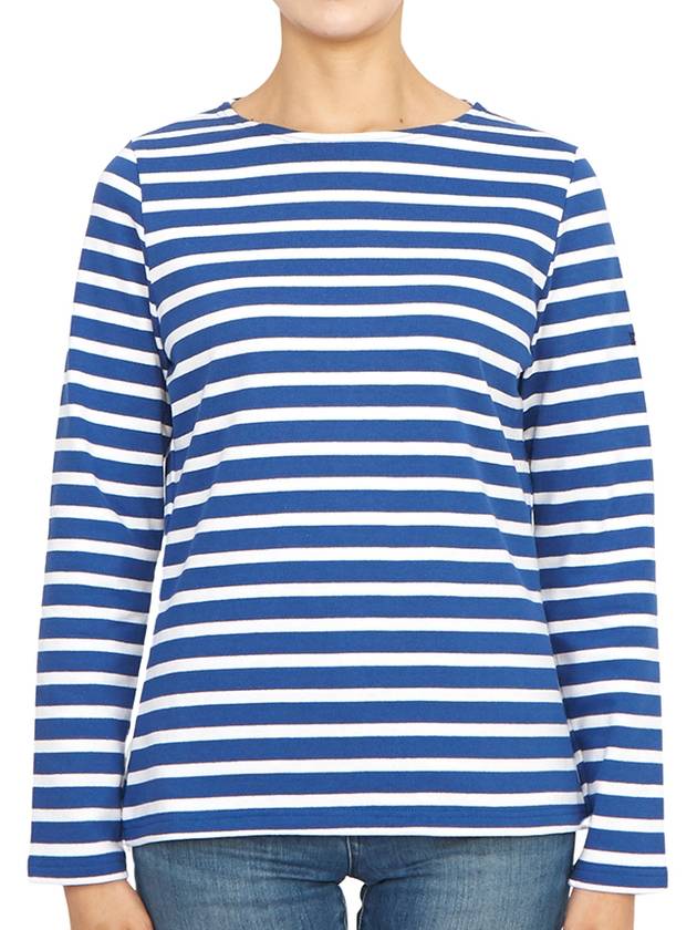 Women's Meridame II Striped Long Sleeve T-Shirt White Blue - SAINT JAMES - BALAAN 2