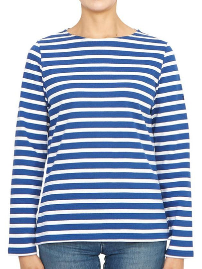 Women's Meridame II Striped Long Sleeve T-Shirt White Blue - SAINT JAMES - BALAAN 2