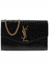 Uptown Crocodile Embossed Leather Chain Wallet Black - SAINT LAURENT - BALAAN 6