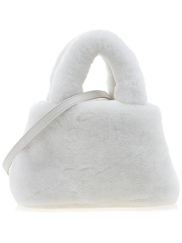 Logo Fluffy Tote Shoulder Bag White - MIU MIU - BALAAN 4