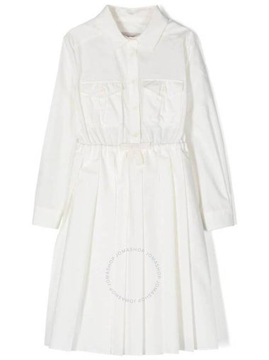 Moncler Girls White Cotton Poplin Long-Sleeve Shirt Dress, Size 6A - MONCLER - BALAAN 1