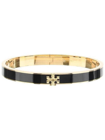 Kira Enamel Bangle Bracelet Black Gold - TORY BURCH - BALAAN 1