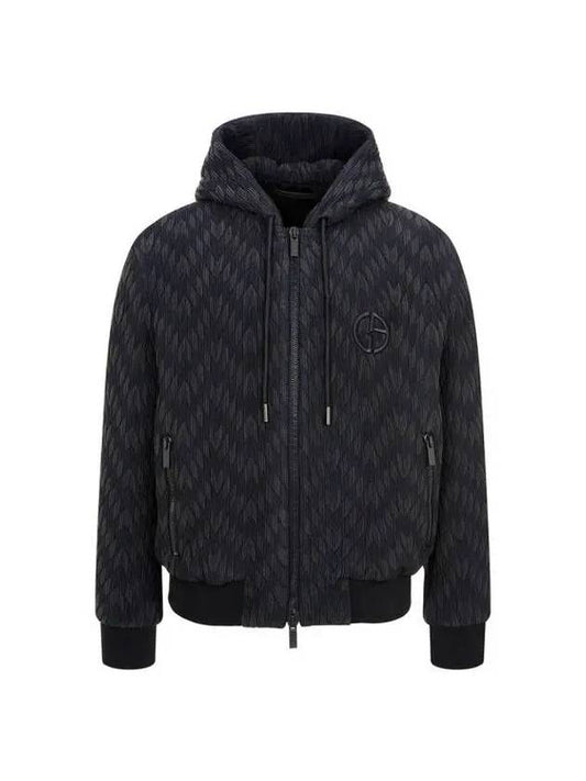 Men s Quilted Wrinkle Hooded Jacket Black 270529 - GIORGIO ARMANI - BALAAN 1