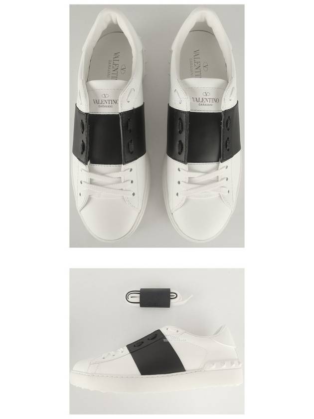 Men's Hidden Strap Rockstud Color Contrast Sneakers White Black - VALENTINO - BALAAN 6