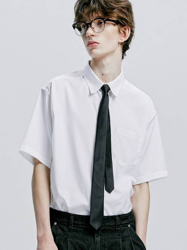 Slim Tie Set Fine Twill Tip Half Shirt White - S SY - BALAAN 1