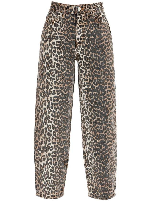 leopard print barrel jeans - GANNI - BALAAN 1