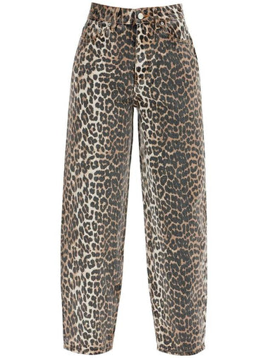 leopard print barrel jeans - GANNI - BALAAN 1