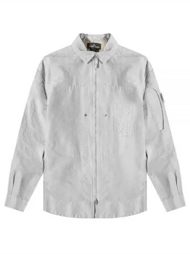 Shadow Project Hidden Badge Graphic Over Long Sleeve Shirt Grey - STONE ISLAND - BALAAN 2