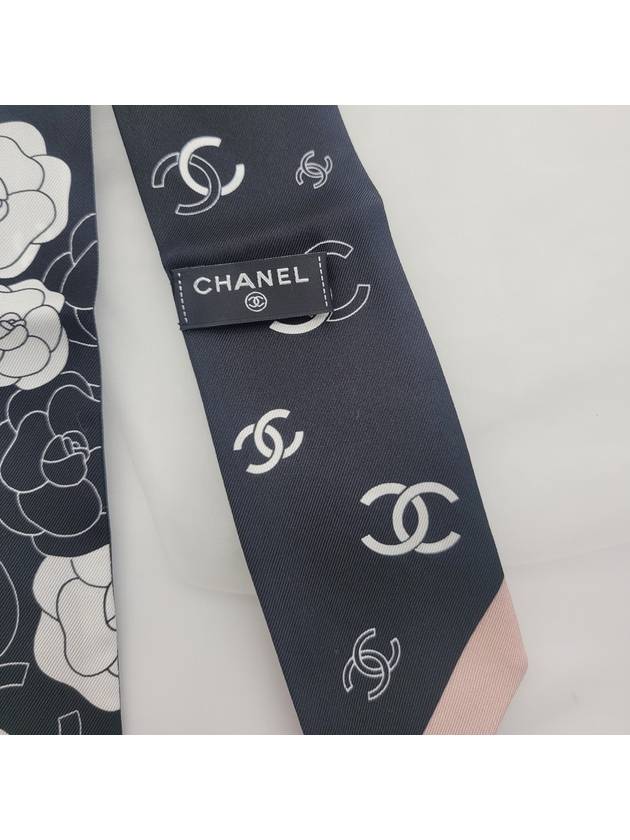 Camellia Twilly Silk Muffler Black Pink - CHANEL - BALAAN 7