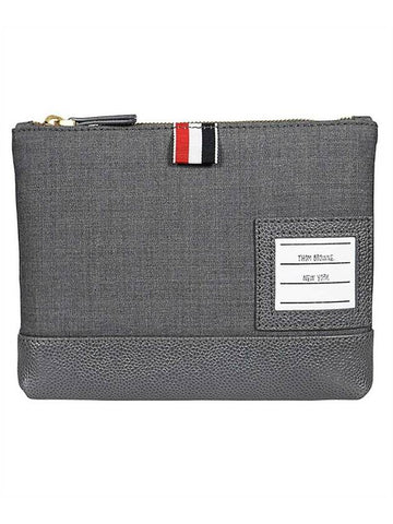 Super 120 Twill Zipper Pouch Bag Grey - THOM BROWNE - BALAAN 1