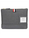 Super 120 Twill Zipper Pouch Bag Grey - THOM BROWNE - BALAAN 1