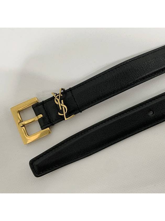 Monogram Square Leather Belt Black - SAINT LAURENT - BALAAN 5