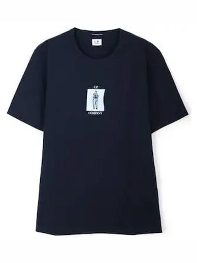 30/2 Mercerized Jersey Twisted Graphic Short Sleeve T-Shirt Navy - CP COMPANY - BALAAN 2