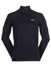 Logo Detail Zipper Neck Cotton Blend Knit Top Navy - HUGO BOSS - BALAAN 2