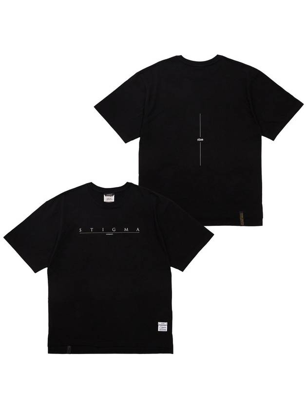 Serif Oversized Short Sleeves T Shirts Black - STIGMA - BALAAN 1