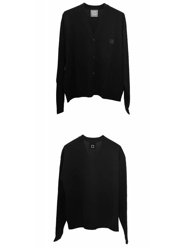 WYM Patch Pullover V-Neck Cardigan Black - WOOYOUNGMI - BALAAN 5