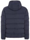 Seamless Logo Nylon Hooded Down Jacket Navy - STONE ISLAND - BALAAN 3